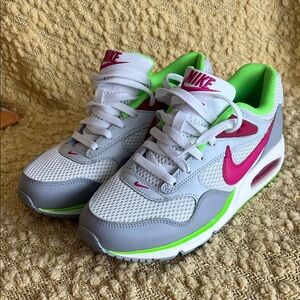 Nike women’s Air Max Sneakers - White, neon Pink, and neon Green